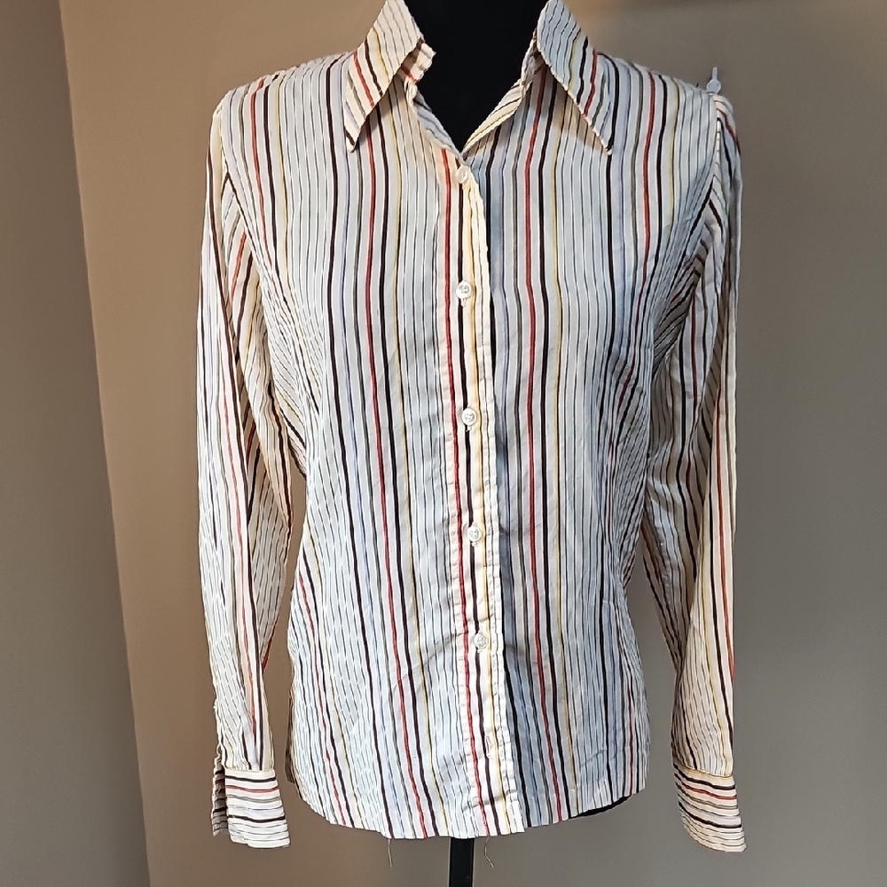 Vintage 60s/70s Montgomery Ward Multicolor Striped Button Down Shirt